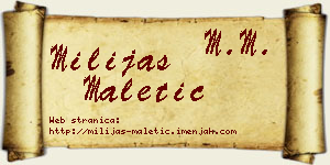 Milijas Maletić vizit kartica